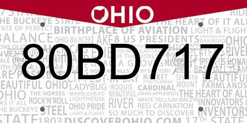 80BD717 Ohio License Plate