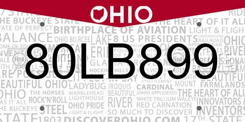 80LB899 Ohio License Plate