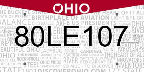 80LE107 Ohio License Plate