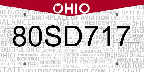 80SD717 Ohio License Plate