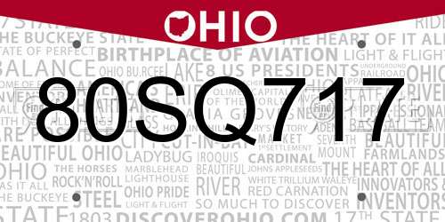 80SQ717 Ohio License Plate