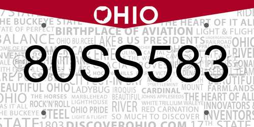 80SS583 Ohio License Plate