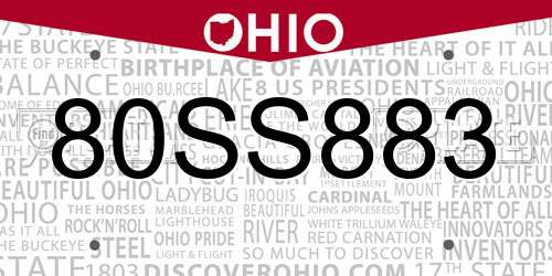 80SS883 Ohio License Plate
