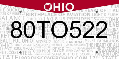 80TO522 Ohio License Plate