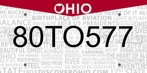 80TO577 Ohio License Plate