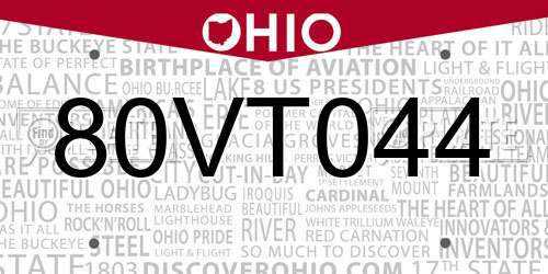 80VT044 Ohio License Plate