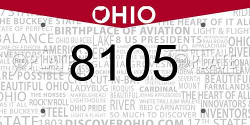 8105 Ohio License Plate