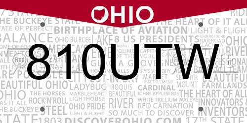 810UTW Ohio License Plate