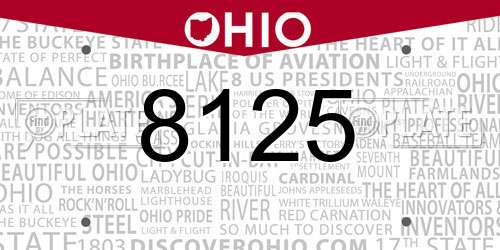 8125 Ohio License Plate