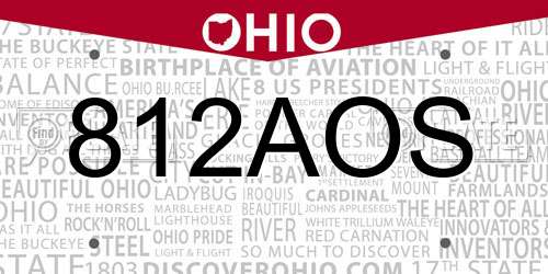 812AOS Ohio License Plate