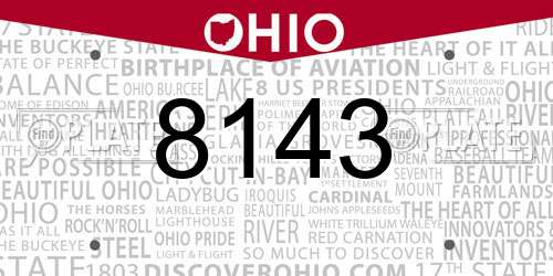 8143 Ohio License Plate