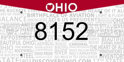 8152 Ohio License Plate