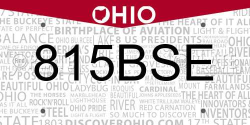 815BSE Ohio License Plate