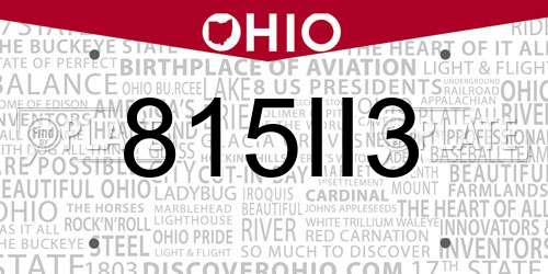815II3 Ohio License Plate