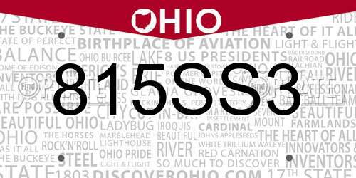 815SS3 Ohio License Plate