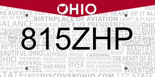 815ZHP Ohio License Plate
