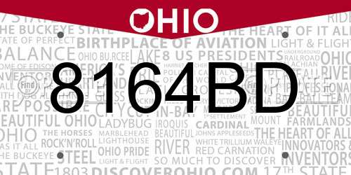 8164BD Ohio License Plate