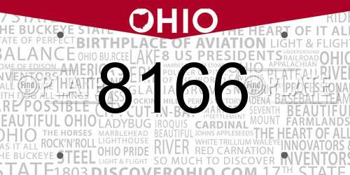 8166 Ohio License Plate