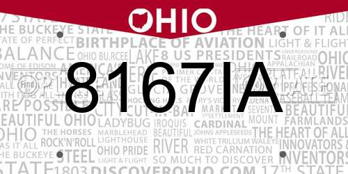 8167IA Ohio License Plate