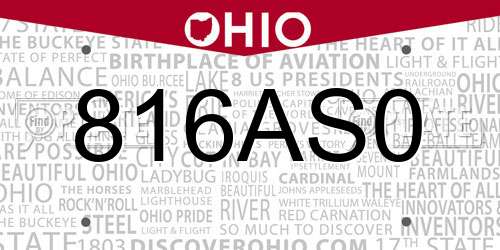 816AS0 Ohio License Plate