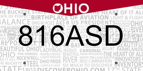 816ASD Ohio License Plate
