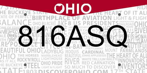 816ASQ Ohio License Plate