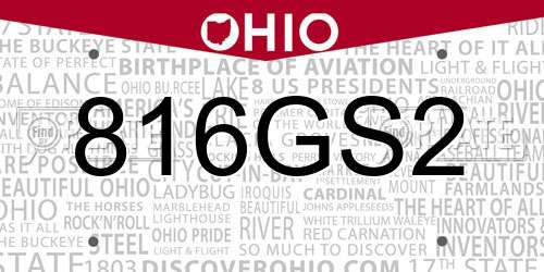 816GS2 Ohio License Plate