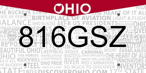 816GSZ Ohio License Plate