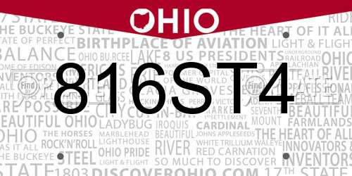 816ST4 Ohio License Plate