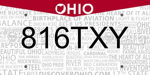 816TXY Ohio License Plate