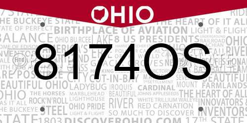 8174OS Ohio License Plate
