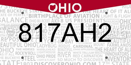 817AH2 Ohio License Plate