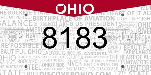 8183 Ohio License Plate