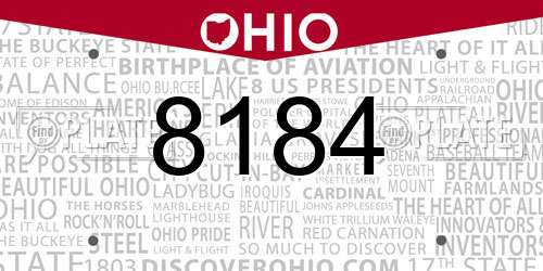 8184 Ohio License Plate