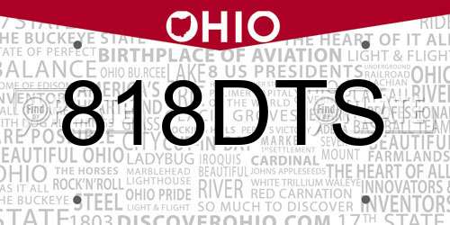 818DTS Ohio License Plate