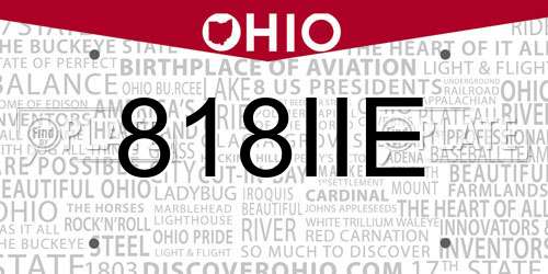 818IIE Ohio License Plate