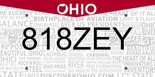 818ZEY Ohio License Plate