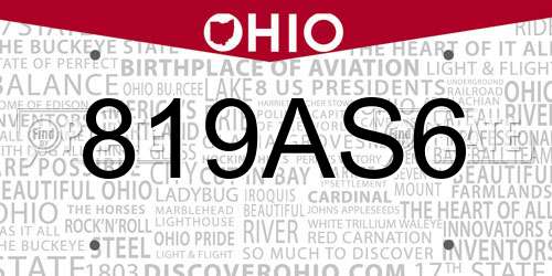 819AS6 Ohio License Plate