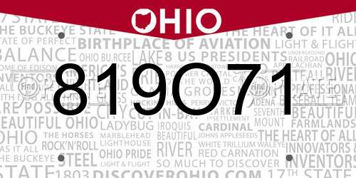 819O71 Ohio License Plate