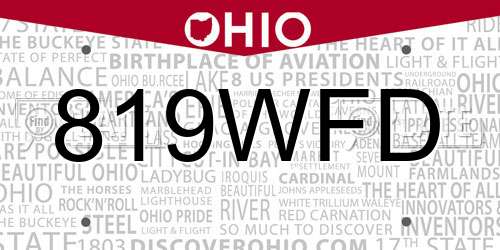 819WFD Ohio License Plate