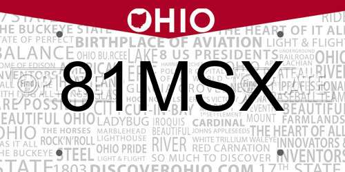 81MSX Ohio License Plate