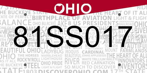 81SS017 Ohio License Plate