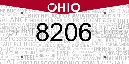 8206 Ohio License Plate