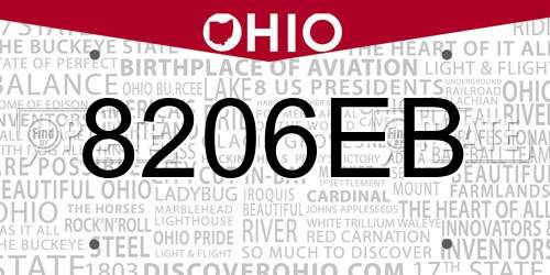 8206EB Ohio License Plate