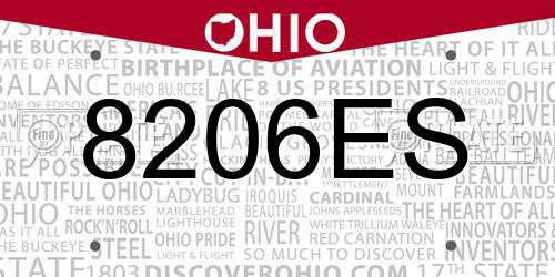 8206ES Ohio License Plate