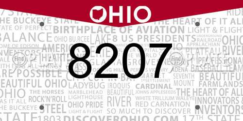 8207 Ohio License Plate