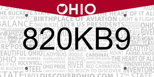 820KB9 Ohio License Plate