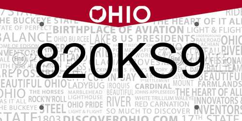 820KS9 Ohio License Plate
