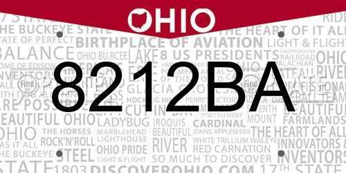 8212BA Ohio License Plate