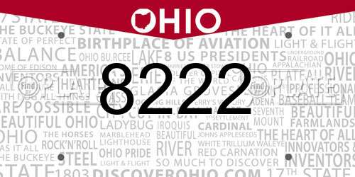 8222 Ohio License Plate